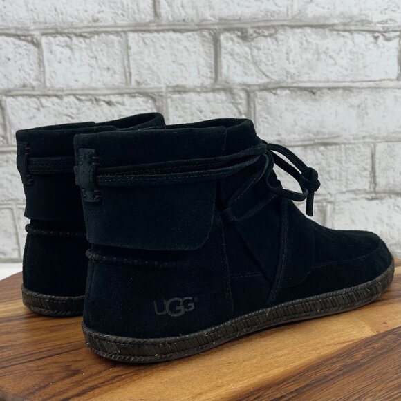 UGG Australia Reid Slate Chestnut Womens 10 Black Suede Ankle Booties 1019129 - Picture 5 of 13